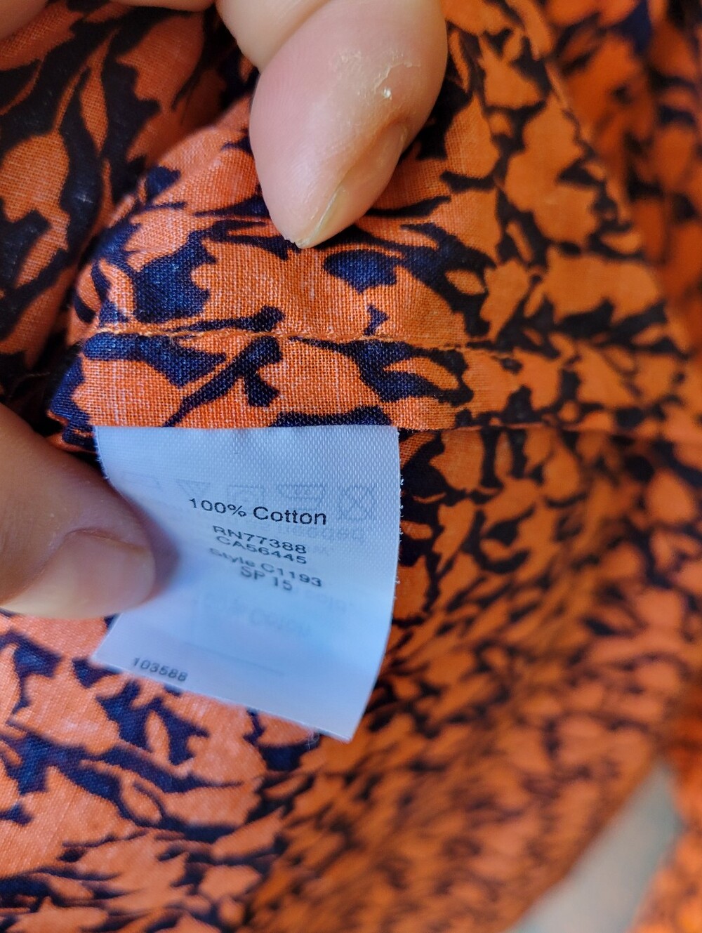 J Crew Factory Blue & Orange Floral Print Blouse Size Med Long Sleeve Collard - Picture 6 of 9